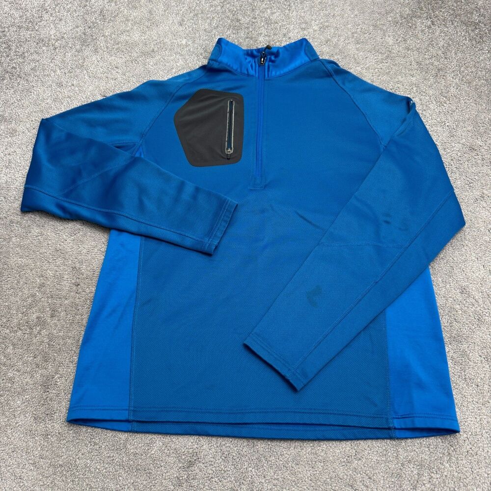 Eddie Bauer Performance Fleece Pullover Jacket Mens Large Blue 1/2 Zip Outdoor
